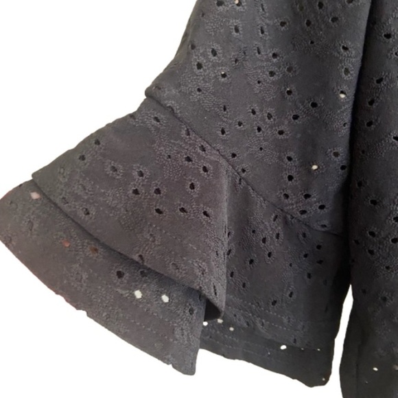 NWT Black 3/4 Ruffle Sleeve Cropped Open Bolero Cardigan - Picture 9 of 13